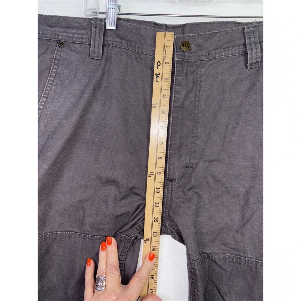 Key‎ Mens Carpenter Jeans 40X30 Double Knee Gray Work Pants Ripstop Outdoor